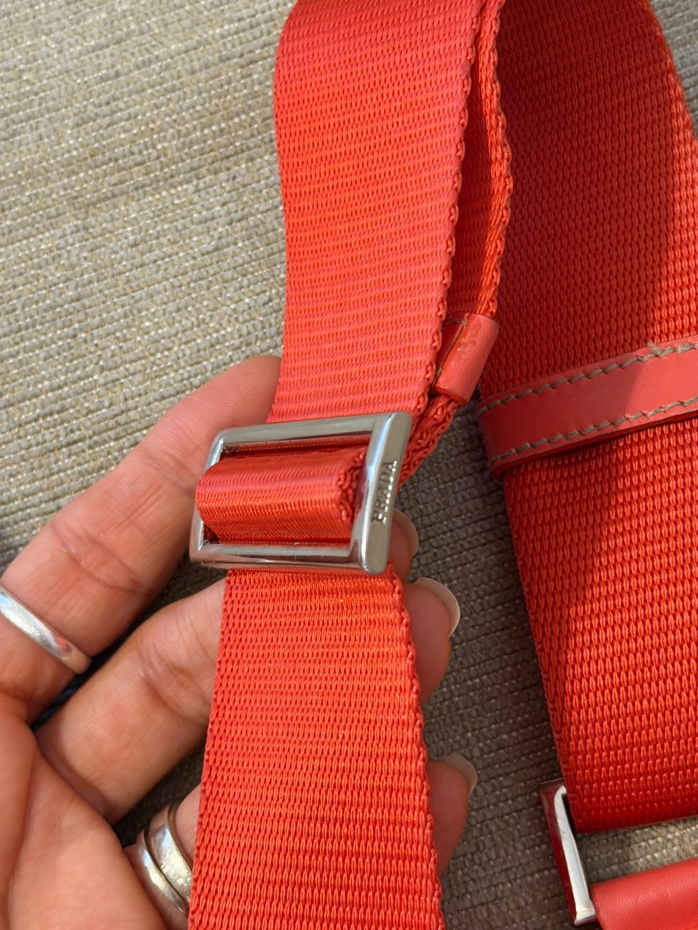 Prada Bright Orange Nylon Sling Bag for Men - Picture 7 of 10